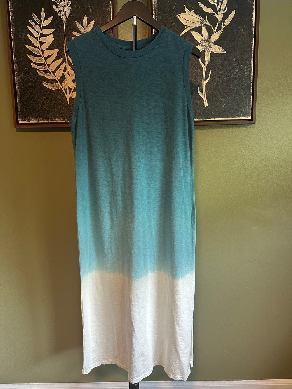 Universal Thread Teal to White Dip-Dye Sleeveless Midi Dress